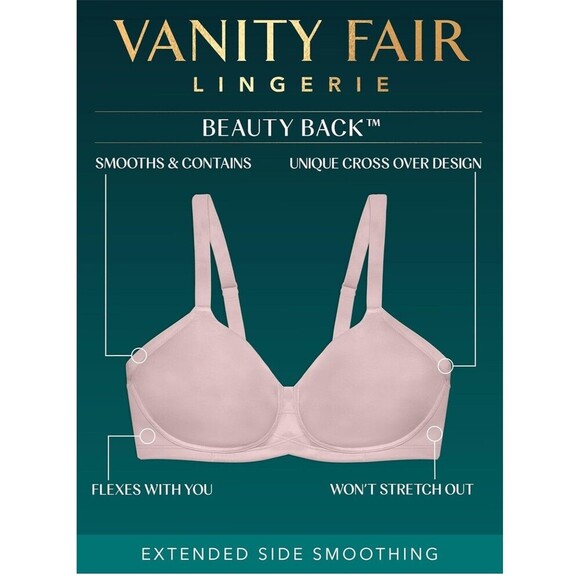 Vanity Fair Beauty Back Full Figure Wirefree Extended Side & Back Smooth 38D - Picture 8 of 8